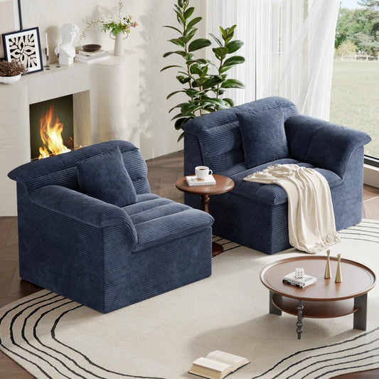 81" Loveseat Sofa with Deep Seat, Corduroy Boneless Couch for Living Room